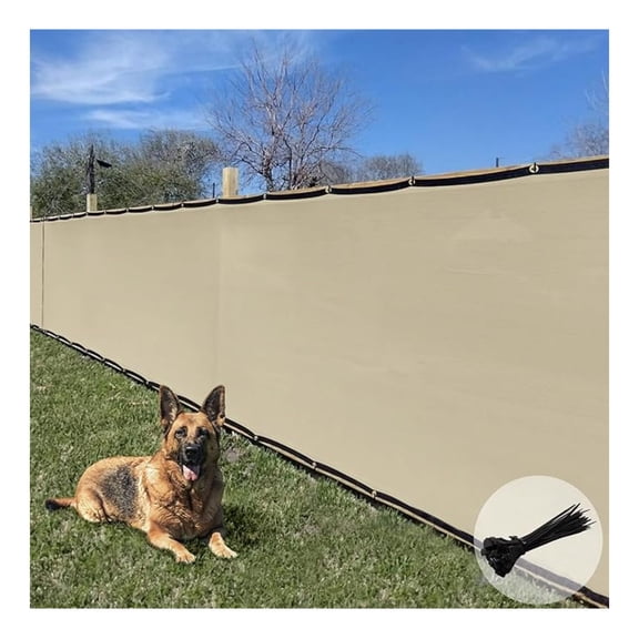 Sunrise 8' x 4' Privacy Fence Screen with Grommets, Outdoor Windscreen Fence Covering Privacy Screen UV Blockage for Backyard Garden Patio, Zip Ties Included (Beige)