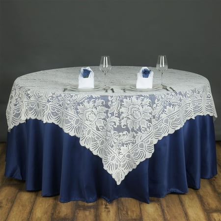 

BalsaCircle 90 x 90 Ivory Square Flower Lace Table Overlays Wedding Party Tablecloth