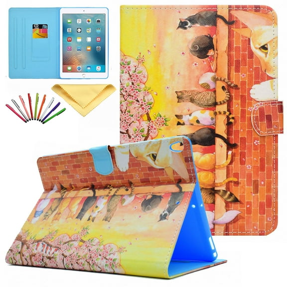 iPad Pro 10.5 2017 Case, Allytech PU Leather Flip Wallet Case with Auto Sleep/Wake Feature Smart Folio Stand Cover for Apple iPad Pro 10.5 2017, Colorful Cat