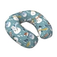 thumbnail image 2 of Xecao Snowflake Scarf Snowman Print Memory Foam Cervical Neck Pillow Versatile U-Shaped Pillows for Home,Office,Camping,Travelling,Soft Washable Cover, 2 of 8