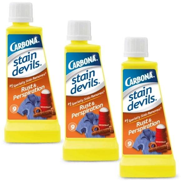 carbona Stain DevilsA 9 - Rust Perspiration Professional Strength Laundry Stain Remover Multi-Fabric cleaner Safe On Skin Washable Fabrics 17 Fl Oz, 3 Pack