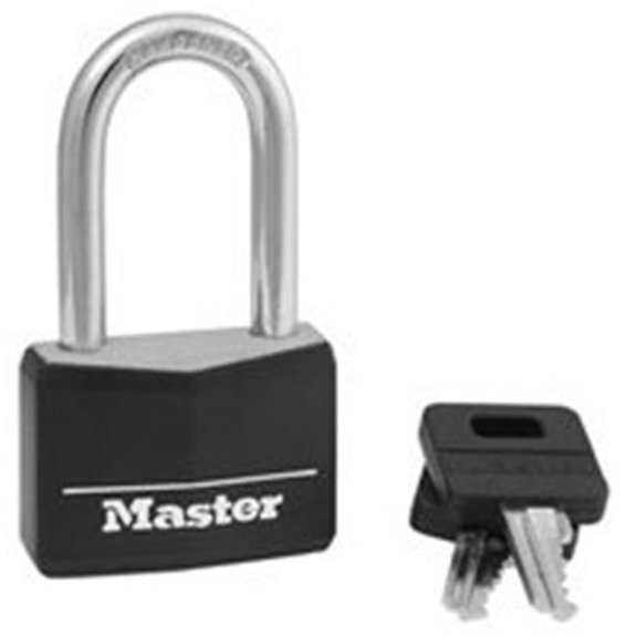 Master Lock 141DLF 1.56 In. Solid Brass Padlock, Black Cover