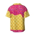 thumbnail image 2 of KLL Red Ice Cream Print Men's Shirt Short Sleeve Button Down Summer Cuba Beach Shirts- X-Large, 2 of 7