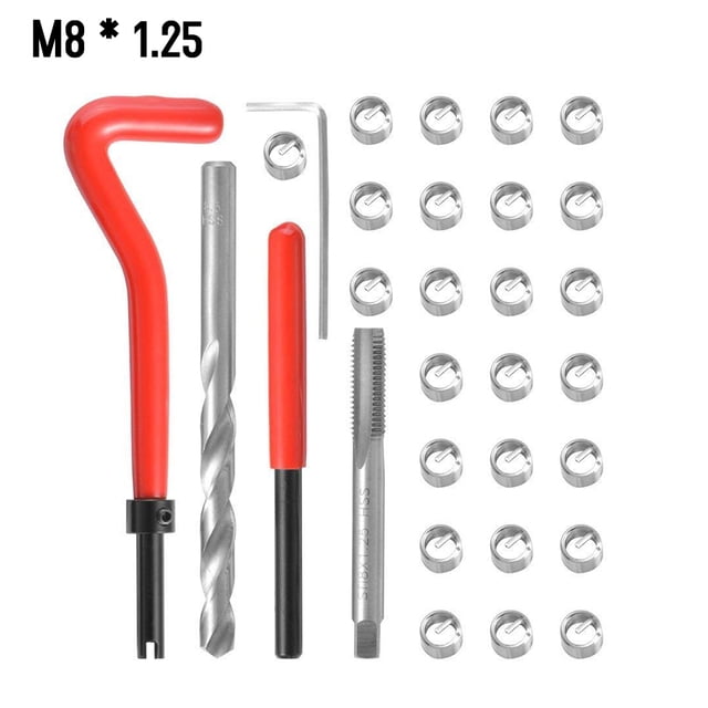 30 Pcs Métrique Thread Kit d'Insertion de Réparation M5 M6 M8 M10 M12 M14 Outil de Bobine Hélicoïdale Voiture Pro M8 * 1,25