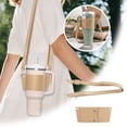 thumbnail image 5 of Portable Cup Sleeve Reusable PU Leather Adjustable Shoulder Strap Multi Pocket for Insulated Tumblers Bottles Commuting Travel Outdoor Activities, 5 of 8