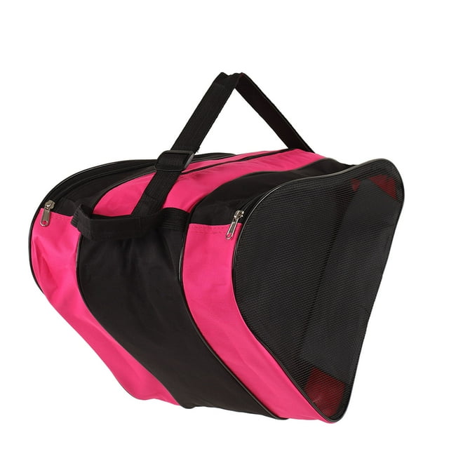 Skates Bag, Mesh Pockets 3 Layers Hockey Skates Bag For Storage Pink