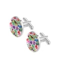 thumbnail image 2 of PhooArto Men's Classic Stainless Steel, Parrots Bird Watercolor Pattern Cufflinks Business Wedding Shirts, Silver, 2 of 7