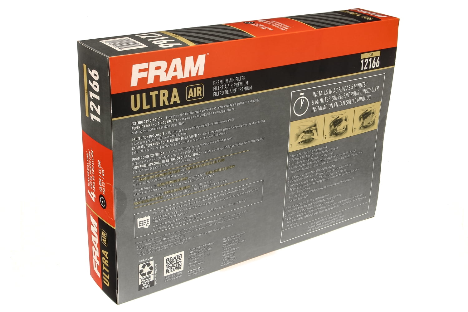 FRAM Ultra Air 12166, Premium Engine Air Filter, Replacement for Select Cadillac, Chevrolet and GMC Vehicles Fits select: 2018-2023 CHEVROLET TRAVERSE, 2017-2023 GMC ACADIA