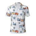 thumbnail image 2 of Daiia Trains And Cactuse Pattern Men’s Polo Shirts,Solid Deck Shirt,Classic Fit, Breathable Cotton Polo for Casual and Sport Wear-Medium, 2 of 7