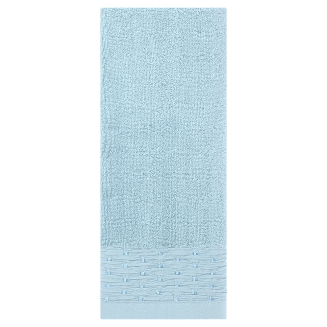 Juego de toallas de mano de algodón REGALWOVEN con patrón bordado, toallas de mano para baño y cocina 14" x 30" azul, 4 piezas