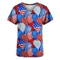 thumbnail image 4 of EGNMCR Nursing Scrub Tops for Women 4th of July Patriotic Flag Print Working Uniform Short Sleeve V Neck Workwear Blouse T shirt with Pockets, Mothers Day Gifts Summer, 4 of 4
