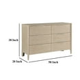 thumbnail image 5 of Benjara Maty Dresser, 58 Inch, 6 Drawers, Light Oak Brown Ceruse, Nickel Pulls, 5 of 6