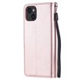 thumbnail image 2 of SaniMore for iPhone 14 6.1" 2022 Case, PU Leather Skin with Embossed Cat Flip Magnetic Cover Card Slots Kickstand Detachable Lanyard Full Around Wallet Case For iPhone 14 6.1", Rosegold, 2 of 12