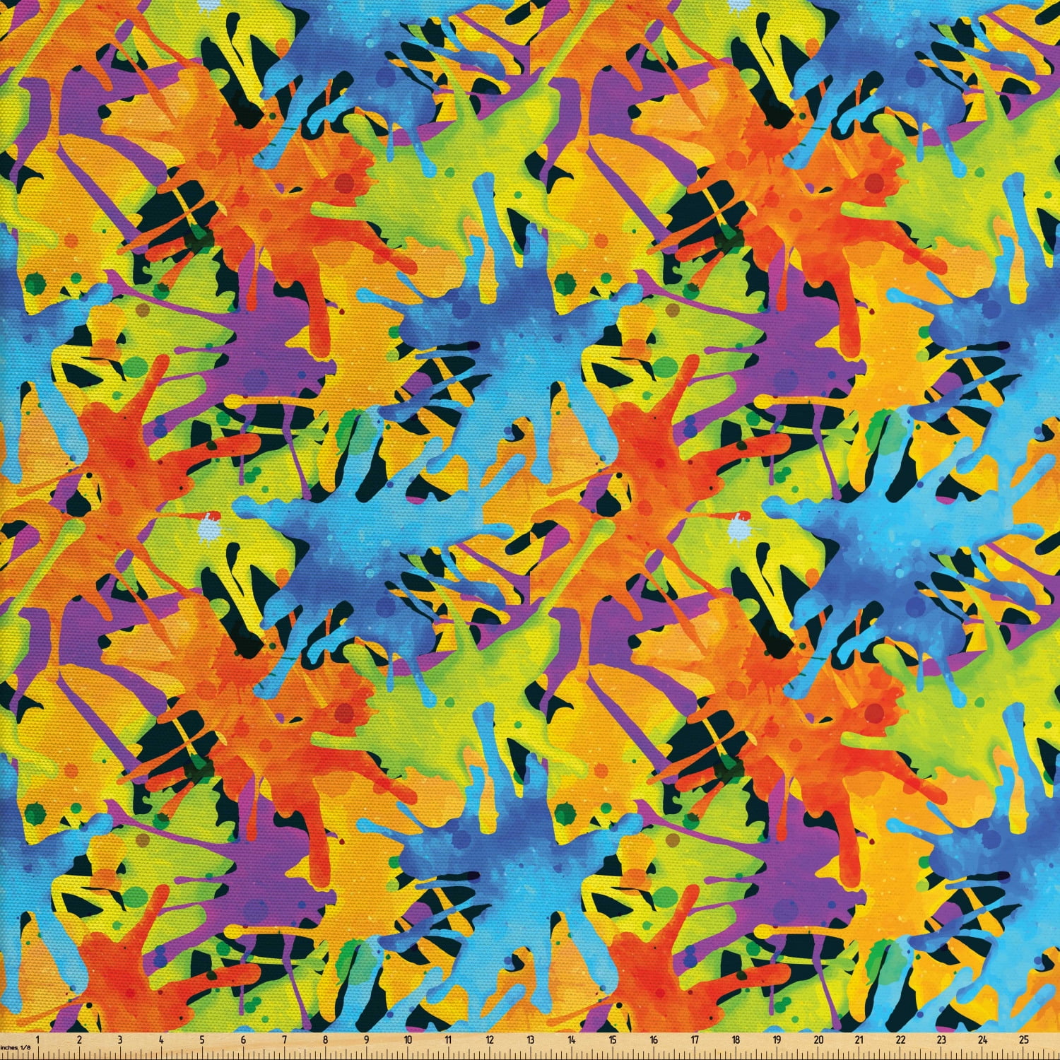 Abstract Fabric by The Yard, Contemporary Style Color Splashes Vibrant