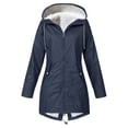 thumbnail image 4 of Solid Plus Size Thick Warm Women Hooded Raincoat Windproof Winter Outdoor Jacket, 4 of 7