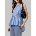 thumbnail image 6 of vera natura Women's Summer Fashion Tank Tops Sleeveless Open Back Halter Neck Striped Peplum Tops, 6 of 8