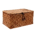 thumbnail image 2 of CNKOO 1Pc Seaweed Storage Box Seagrass Storage Case Handmade Woven Basket with Lid, 2 of 6