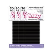 Hair Elastics by Snazzy | Black, Thin | Saver Pack, Painless 90 Count (3 Pack, 30 Ties Per Card)