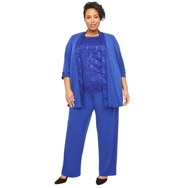 plus size blue pant suit