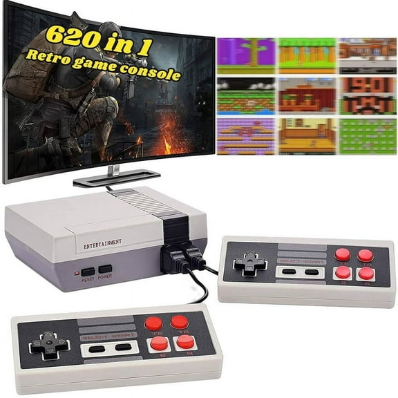Retro Controllers, Classic Mini Retro Controllers System Built-in 620 Plays and 2 Controllers, Plug and Play 8-Bit Vintage Entertainment System, Old-School Gaming System for Adults and Kids