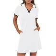 thumbnail image 2 of LOVZFMLL Robe Polo pour Femmes Été Décontractée Col en V Manches Courtes Fluide Couleur Contrastante Coupe Droite Robes T-Shirt avec Poches Blanc P, 2 of 8