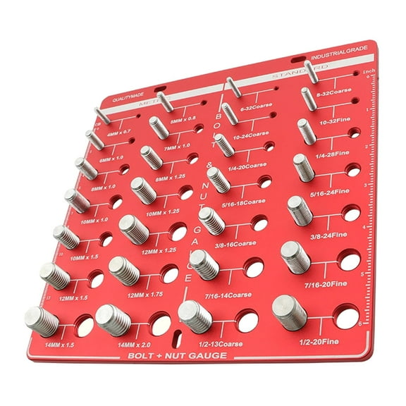 waltyotur Thread Checker in 28 Sizes, 14 Metric and 14 Standard Size Bolt and Nut Marking Gage, Thread Checker, Nut and Bolt Thread Sizing Checker and Centimeter Measuring Marking Tool Set, Red