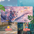 thumbnail image 5 of 1 Pcs 2D Flat License Plate Covers & Frames, Tiger in Cherry Blossom Tree For Decorative Front, Waterproof For Decoration Aluminum License Plate Covers & Frames Cover For Men Women, 12" X 6", 5 of 7