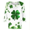 thumbnail image 4 of Saint Patricks Day Shirt Women Casual Round Neck Tshirts Shamrock Graphic Tees 3/4 Sleeve Loose Fit Blouse Festival Tops, 4 of 5