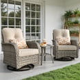 thumbnail image 2 of Ovios 3 Pieces Patio Furniture Set 2 Swivel Rocking Chairs Wicker Glider Chairs with Side Table for Backyard or Balcony, 2 of 8