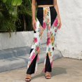 thumbnail image 4 of Floral Pattern Union Jack High Waisted Casual Flared Trousers Summer Home Pants Gift Street Fashion Night Club Big Size Trousers, 4 of 5