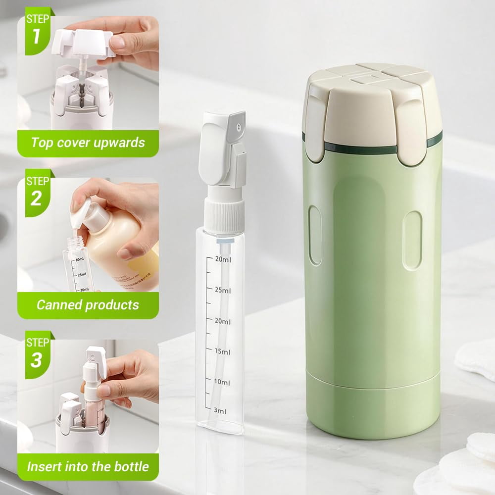 4-in-1 Travel Dispenser – 2026 Refillable Portable Travel Size Containers with Leak Proof Design for Organized Storage and Travel Use, Compact Lightweight Design