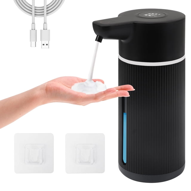 Dispensador de Jabón Automático, 420ML Despachador de Jabon Liquido Sin Contacto, 4 Velocidades Ajustables y USB Recargable, Jaboneras de Jabon Electrico Montado en la Pared para
