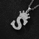 thumbnail image 1 of Collar con colgante de corona de micro diamantes de imitación con exquisito sentido de la letra H en inglés para mujer, 1 of 6