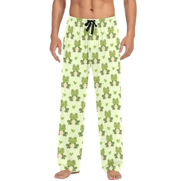Cartoon Cute Frog Men's Pajama Pants Cotton Long Sleepwear Lounge Pants L