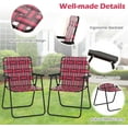 thumbnail image 4 of SONGMY Folding Chair, Patio Lawn Chair Set with Armrest, Indoor/Outdoor 4 Pack Webbed Lightweight Dinning Chair, Portable Beach Chair for Outside, Poolside, Backyard (Red, 4), 4 of 10