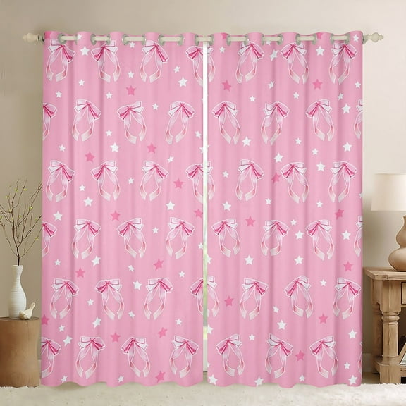 Erosebridal Pink Bowknot Curtains for Living Room,Deamy Princess 30%-50% Blackout Curtains Set of 2 (38x45),Kawaii Bow Curtains and Drapes (38x45),Cartoon Room Decorative