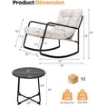 thumbnail image 2 of 3 Pieces Outdoor Conversation Set, Metal Patio Bistro Set with 2 Outdoor Rocking Chairs and Side Table, Patio Furniture Set with Cushions for Apartment, Porch, Balcony, Poolside, Off-White, 2 of 9