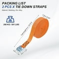 thumbnail image 2 of 1" x 20 ft Lashing Strap with Buckles, 2 Pcs Cam Buckle Tie Down Straps Adjustable Heavy Duty Secure Cinch Straps Up to 551 lbs for Cargo Kayak Bicycles, Orange, 2 of 7