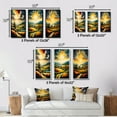 thumbnail image 4 of Designart "Sun Rays Through Clouds III" Landscape Mountains Framed Wall Art Set Of 3 - Yellow Mountains Frame Gallery Set For Office Decor, 4 of 7