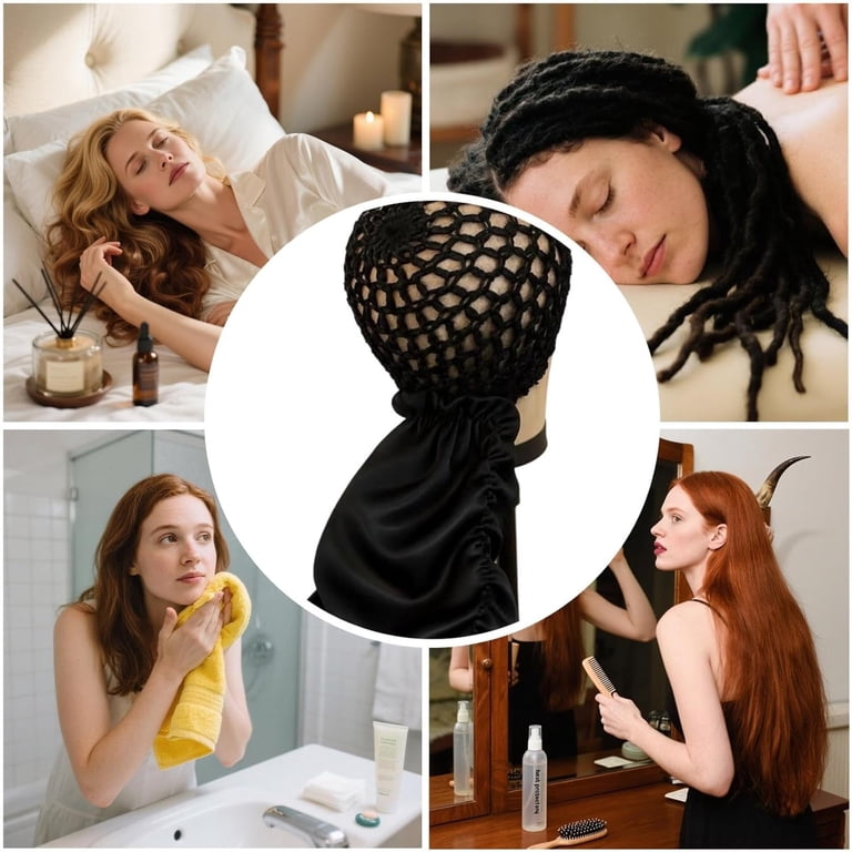 Quixal 2 in 1 Wrap Cap Hair Net and Bonnet, Silk Hair Wrap  display picture 1