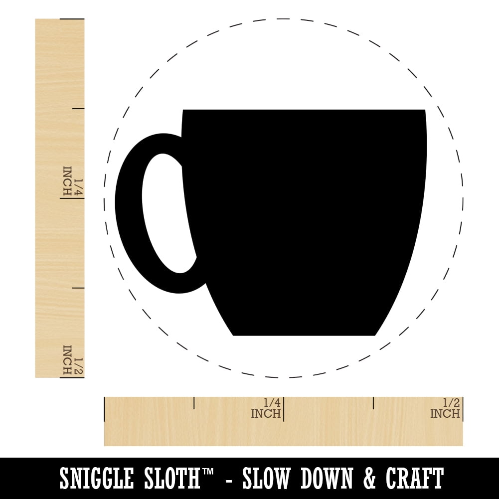 Coffee Mug Cup Solid Self-Inking Rubber Stamp Ink Stamper - Dry Pad (No Ink) - Mini 1/2 Inch