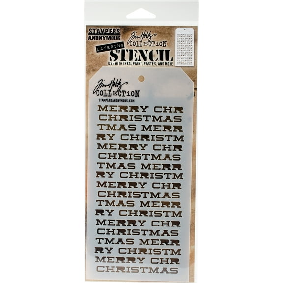 Tim Holtz Layered Stencil 4.125"X8.5"-Merry Christmas