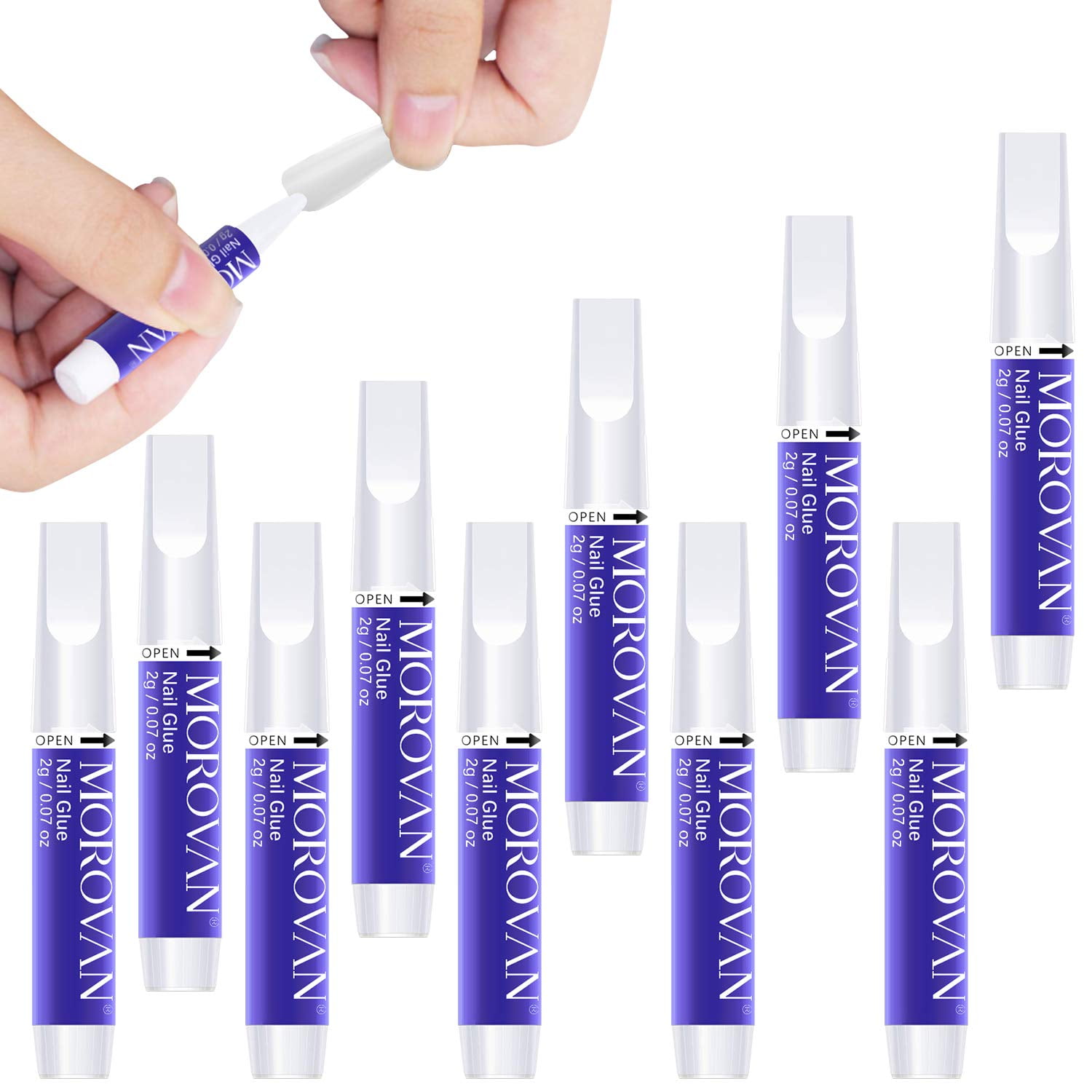 Morovan Nail Glue for Acrylic Nails - 10PCS Super Strong Glue Gel Adhesive Bond Professional