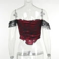 thumbnail image 6 of Ruched Lace Tanks Camis Women Tube Bustier Gothic Punk Overlay Sexy Crop Top Patchwork Sleeveless Victorian Death Vintage Corset, 6 of 14