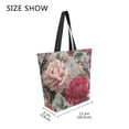 thumbnail image 4 of Open Top Canvas Tote Bag with Zipper Reusable Shopping Bag 13.5x15" Roomy Carryall Pink and Red Peonies, 4 of 9