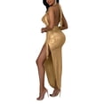 thumbnail image 3 of TRKIYQC Vestido Largo Halter para Mujer, Sin Mangas, con Cordón, Abertura Alta, Sin Espalda, con Lazo, Envuelto, En La Cadera, Vestido Delgado, Ropa Informal De Una Pieza TRKIYQC perder, 3 of 9