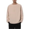thumbnail image 1 of pstuiky Camisas de manga larga abrigadas para hombre, Blusa informal de color liso con cuello redondo y manga larga para hombre salir tops xxxl, 1 of 3