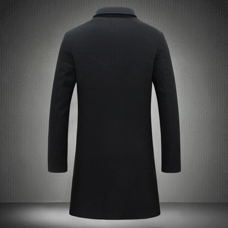Wefuesd Trench Coat Men, Men Slim Winter Coat Lapel Collar