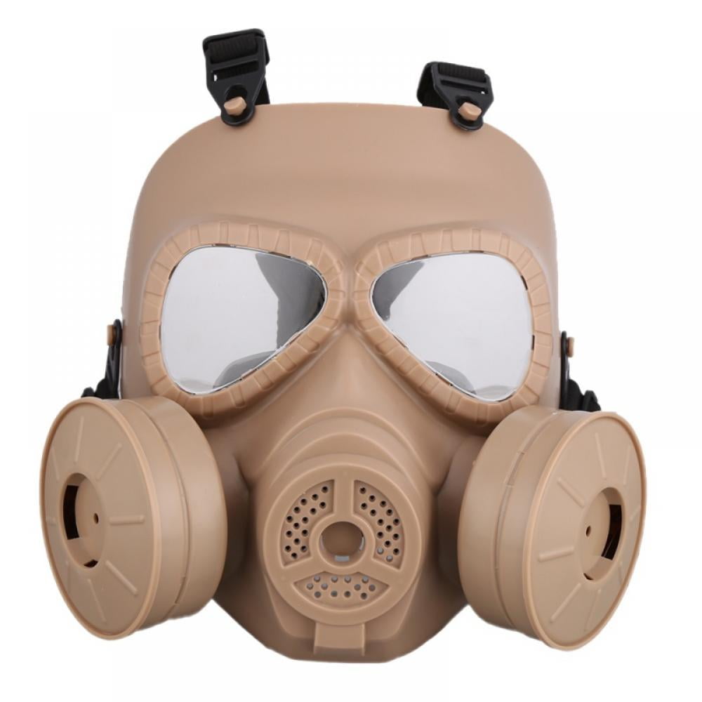 Adjustable Paintball Airsoft Game Face Guard Dual Fans Breathable Protector 