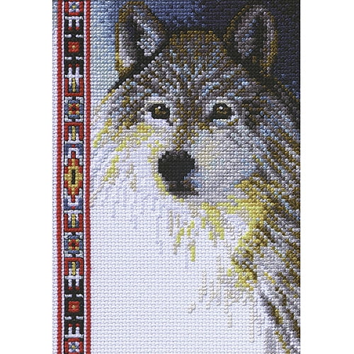 Janlynn Wolf Wildlife Mini Counted Cross Stitch Kit, 5" x 7", 14 Count